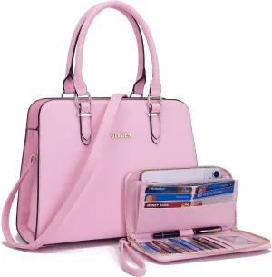 Qiyuer Satchel Purses For Women Top Handle Bag Purse And Wallet Set Work Tote Bags 2pcs