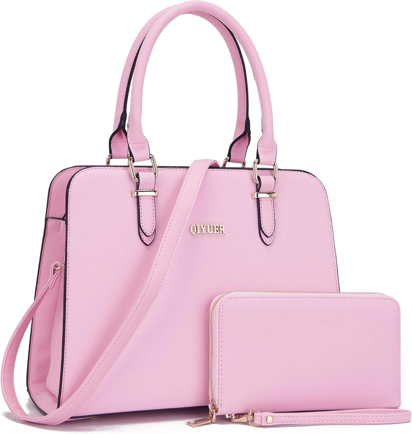 Qiyuer Satchel Purses For Women Top Handle Bag Purse And Wallet Set Work Tote Bags 2pcs