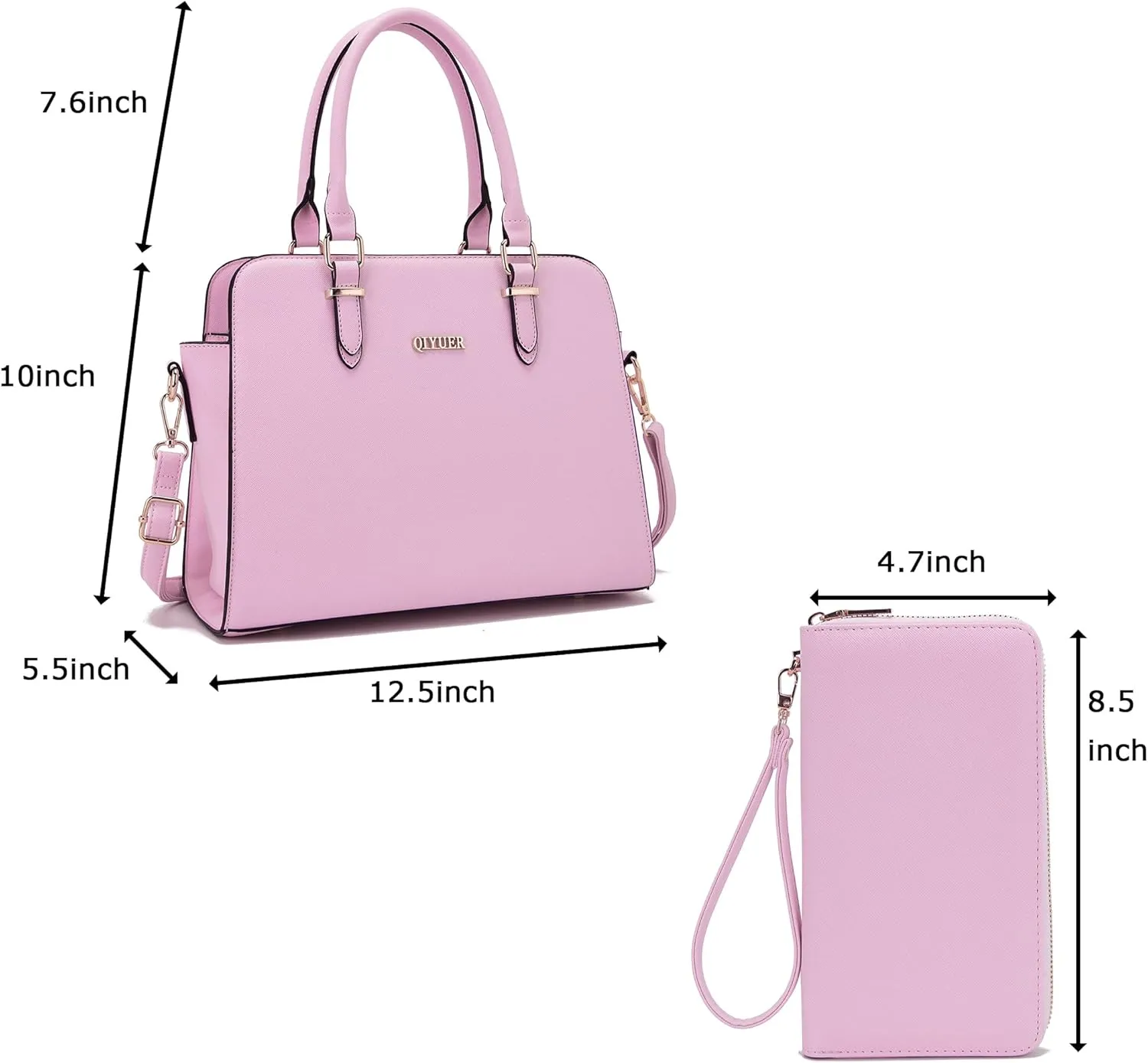 Qiyuer Satchel Purses For Women Top Handle Bag Purse And Wallet Set Work Tote Bags 2pcs