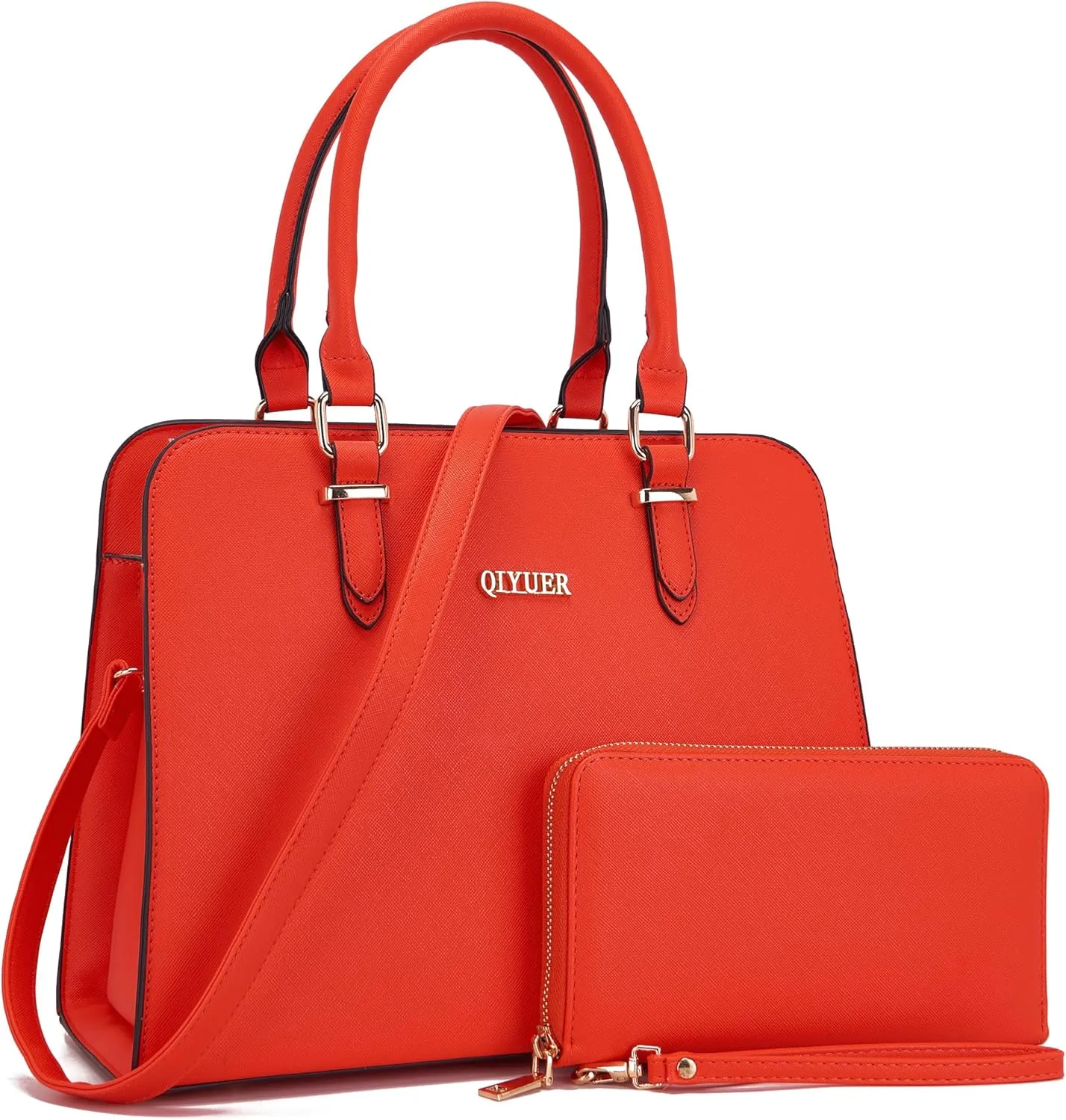 Qiyuer Satchel Purses For Women Top Handle Bag Purse And Wallet Set Work Tote Bags 2pcs