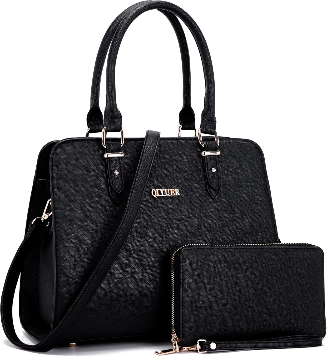 Qiyuer Satchel Purses For Women Top Handle Bag Purse And Wallet Set Work Tote Bags 2pcs