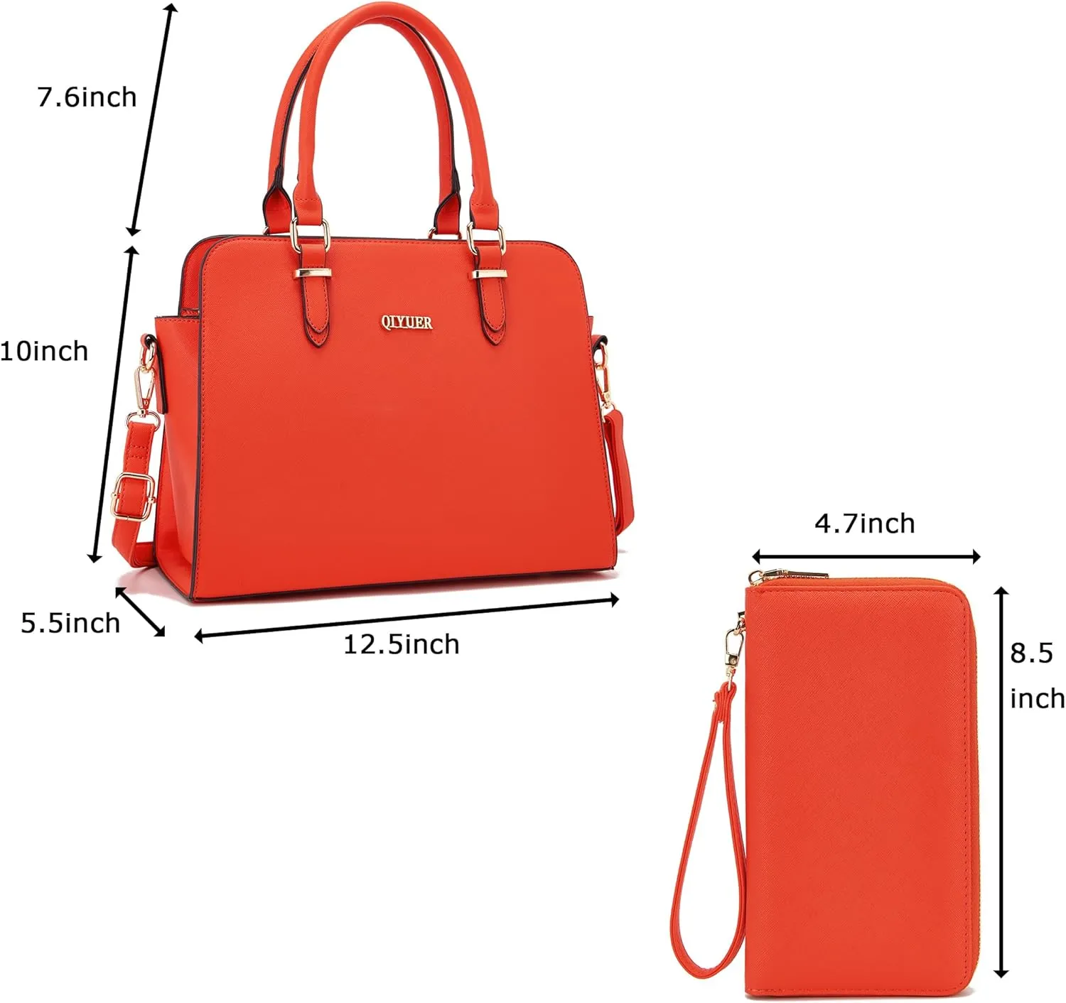 Qiyuer Satchel Purses For Women Top Handle Bag Purse And Wallet Set Work Tote Bags 2pcs
