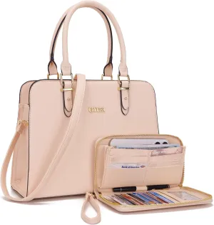 Qiyuer Satchel Purses For Women Top Handle Bag Purse And Wallet Set Work Tote Bags 2pcs
