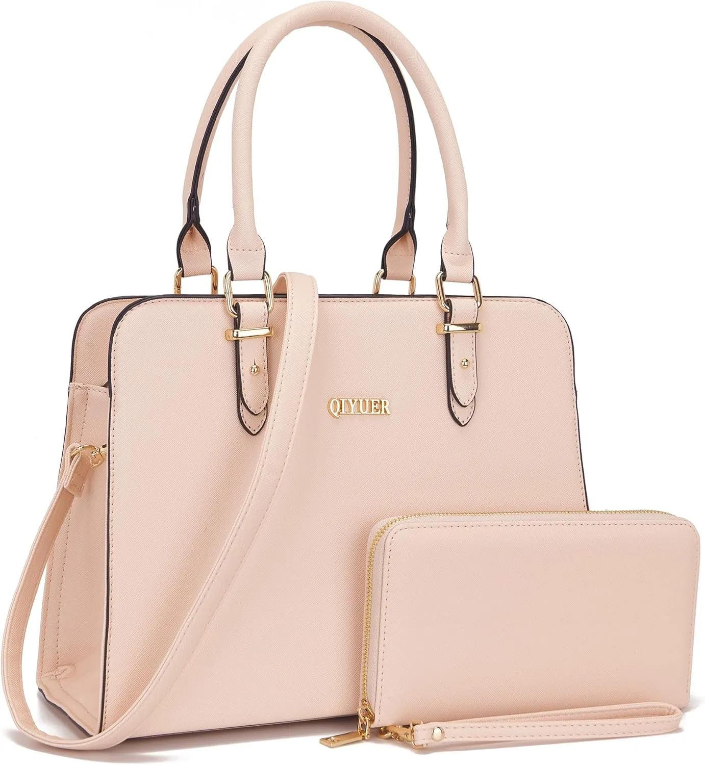 Qiyuer Satchel Purses For Women Top Handle Bag Purse And Wallet Set Work Tote Bags 2pcs