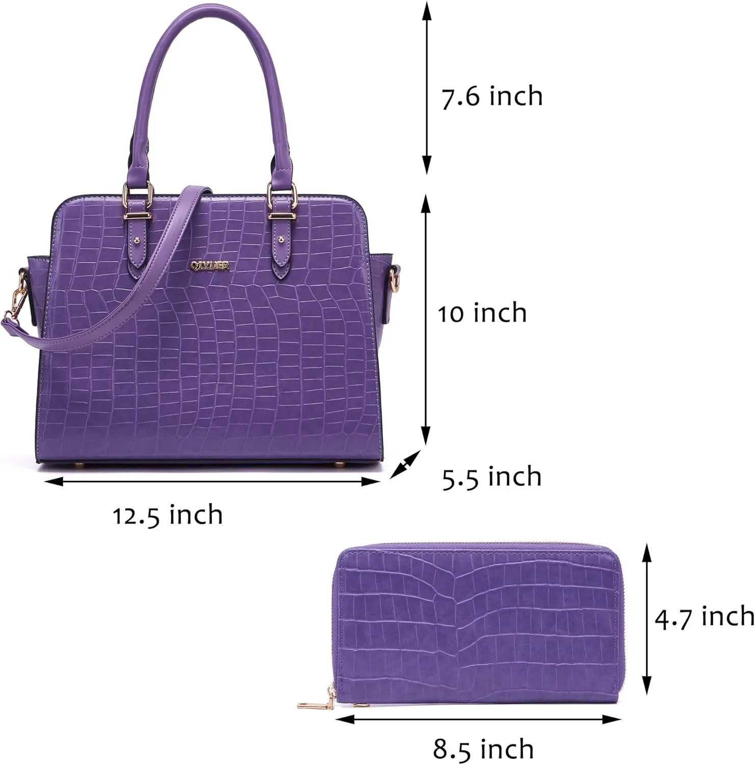 Qiyuer Satchel Purses For Women Top Handle Bag Purse And Wallet Set Work Tote Bags 2pcs