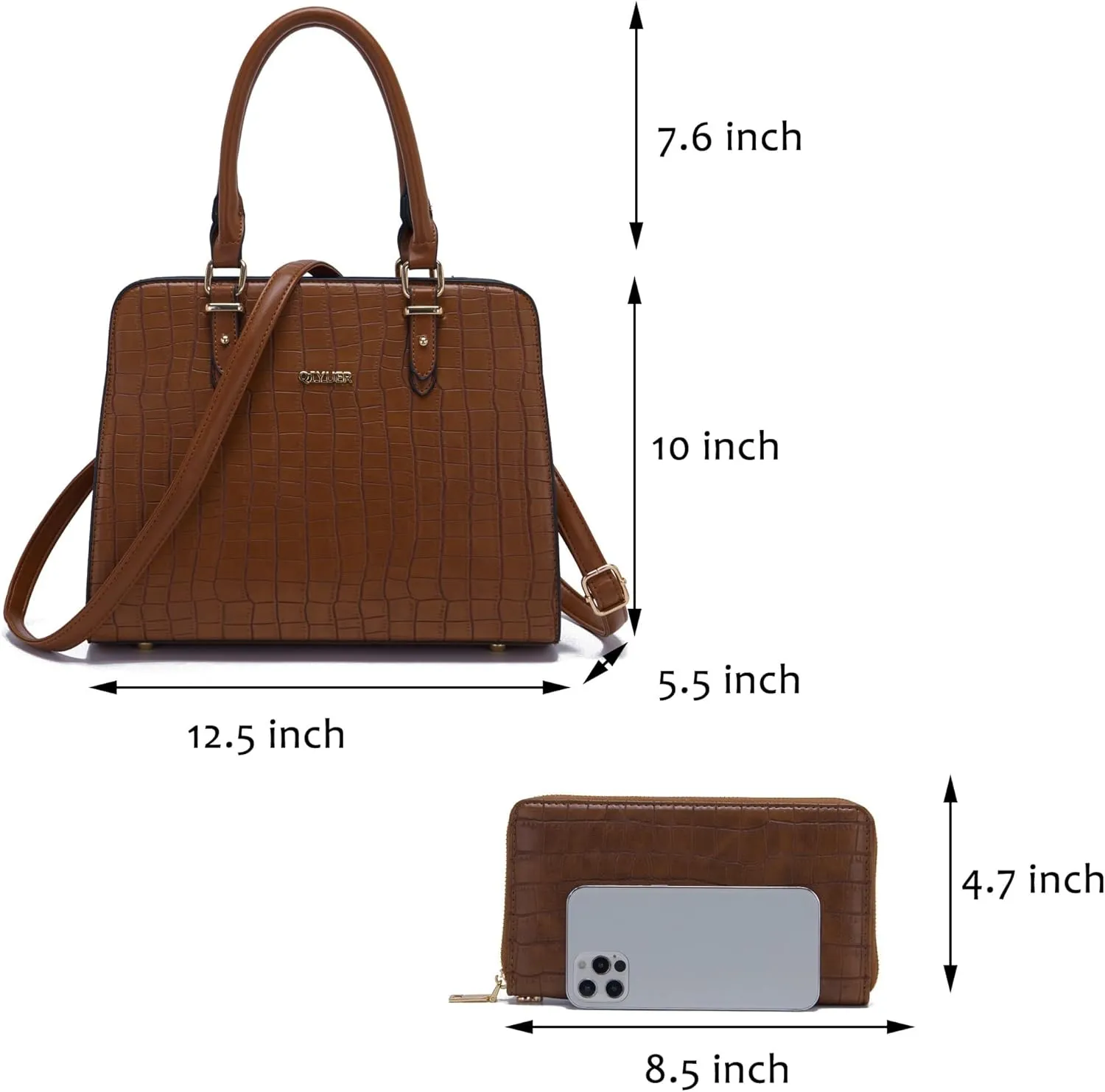 Qiyuer Satchel Purses For Women Top Handle Bag Purse And Wallet Set Work Tote Bags 2pcs