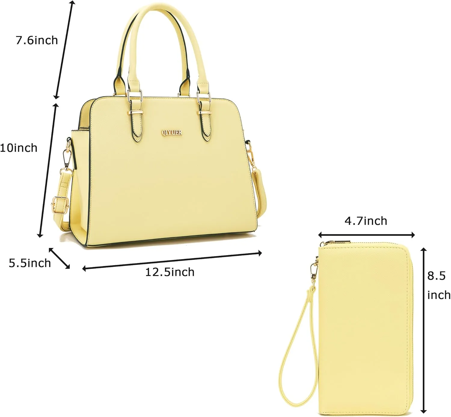 Qiyuer Satchel Purses For Women Top Handle Bag Purse And Wallet Set Work Tote Bags 2pcs