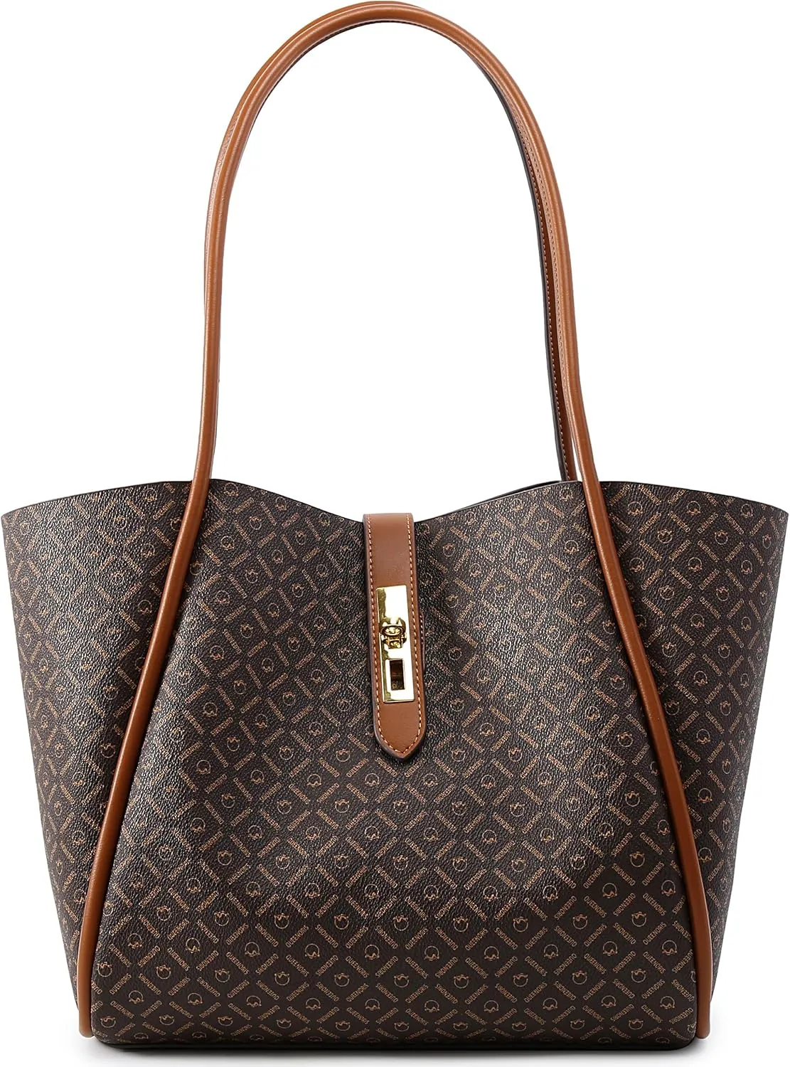 Queenoris Tote Bag for Women, Top-handle Shoulder Handbag Large Capacity Purese Designer Retro Bag with Clutch