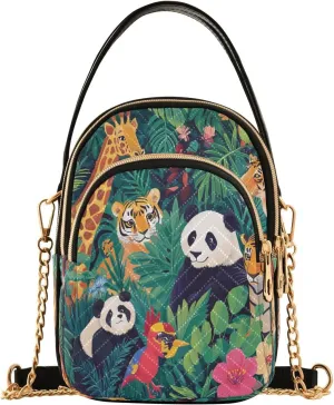 Quilted Crossbody Bags for Women Trendy, Bush Animal Small Shoulder Handbags Leather Purse for Women Cross Body Purses