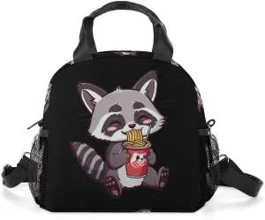 Raccoon Eating Instant Noodle Cup Lunch Bag Insulated Lunch Box Lunch Tote Bag Lunch Organizer Lunch Holder Handbag for Women Men
