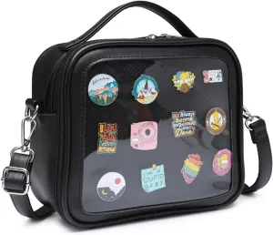 RAINBOW SMILE Ita Bag - Kawaii Crossbody Purse with Clear Shoulder Strap and Pin Display