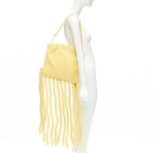 rare BOTTEGA VENETA Daniel Lee Runway beige shearling fringe crossbody clutch