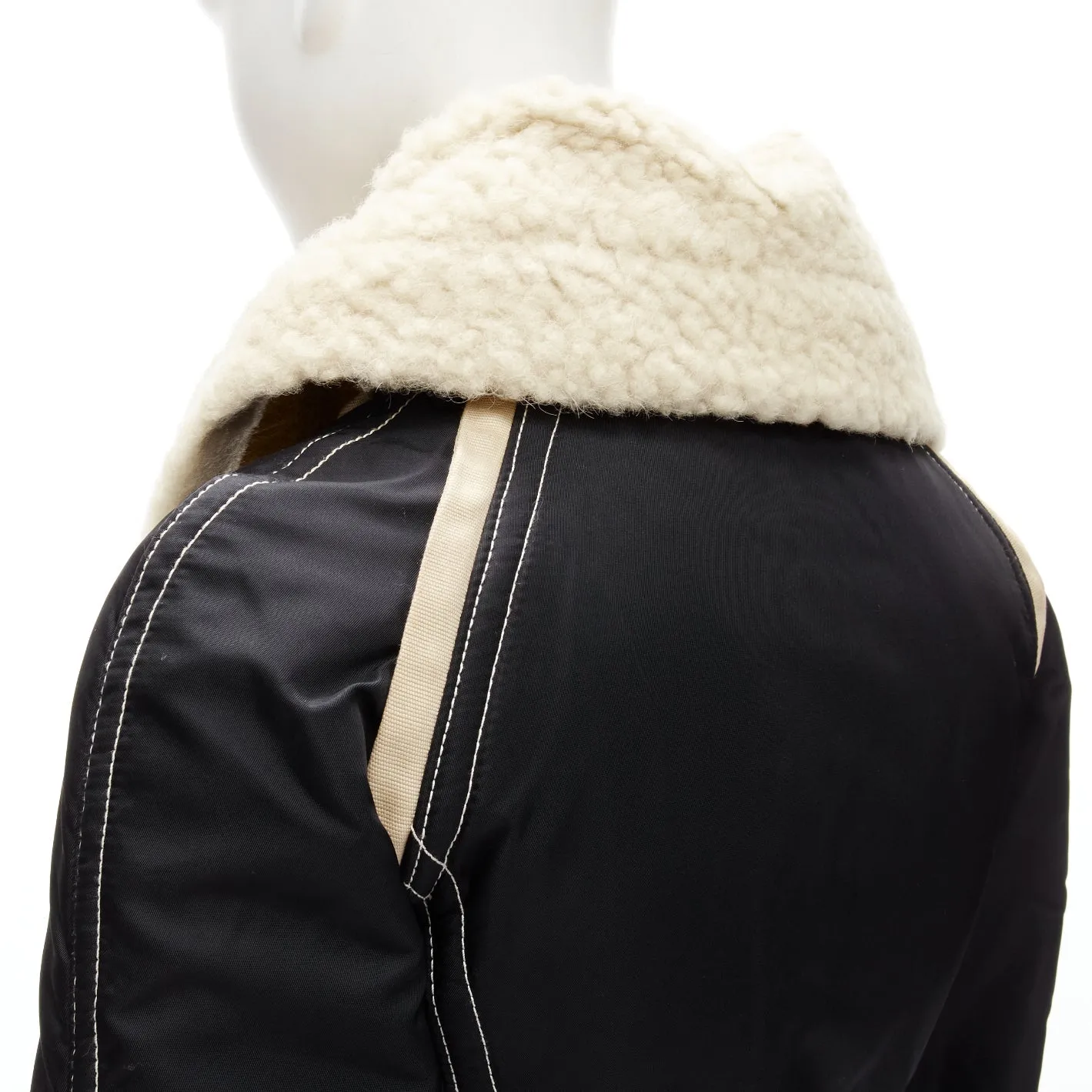 rare DSQUARED2 Vintage Runway brown suede shearling nylon aviator jacket IT40 S