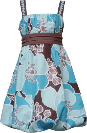 Rare Editions Toddler-Little-Big Girls Printed Cotton Bubble Dress, Floral/Turquoise, 6