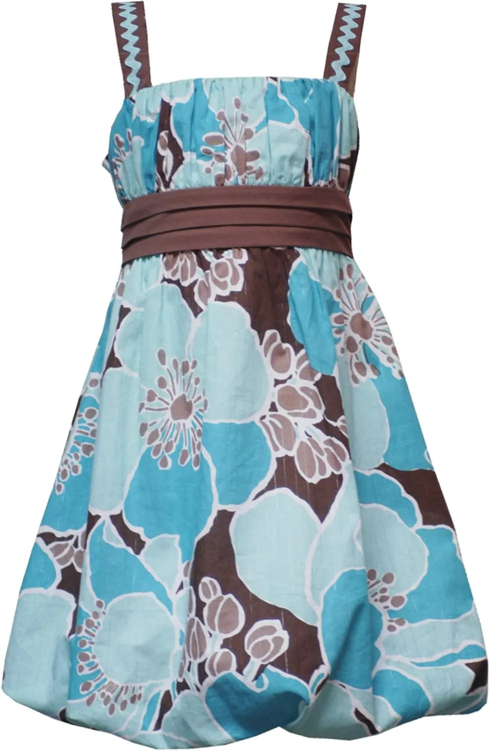 Rare Editions Toddler-Little-Big Girls Printed Cotton Bubble Dress, Floral/Turquoise, 6