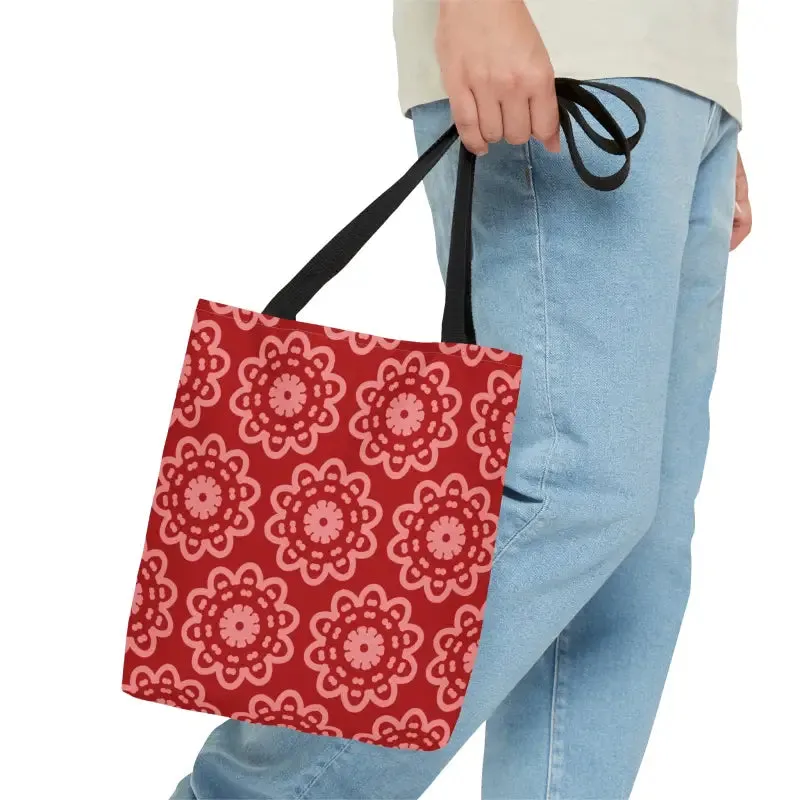 Red Floral Tote Bag Trio Elevates your Style