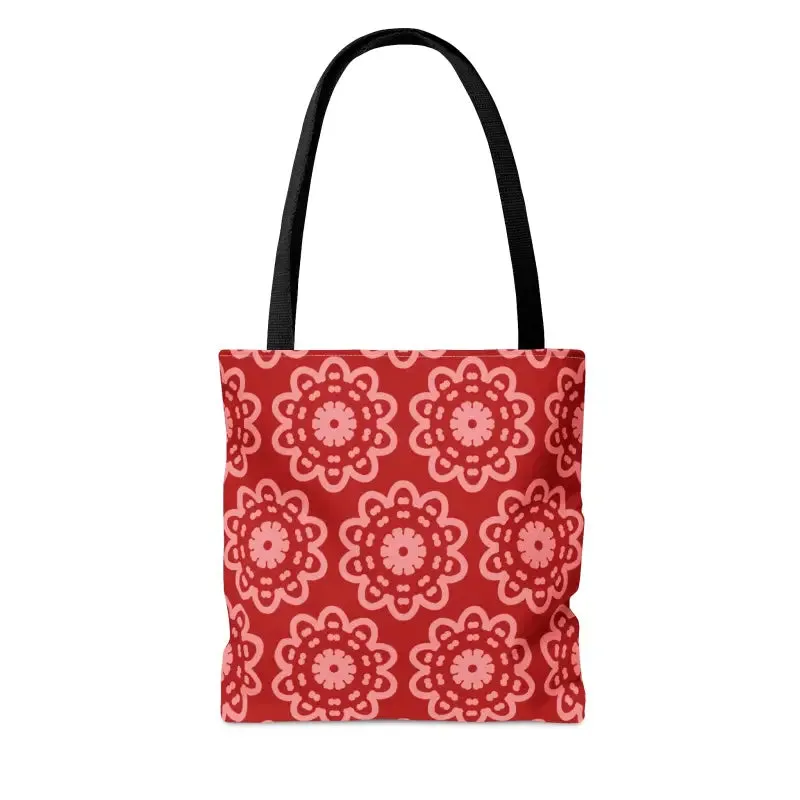 Red Floral Tote Bag Trio Elevates your Style