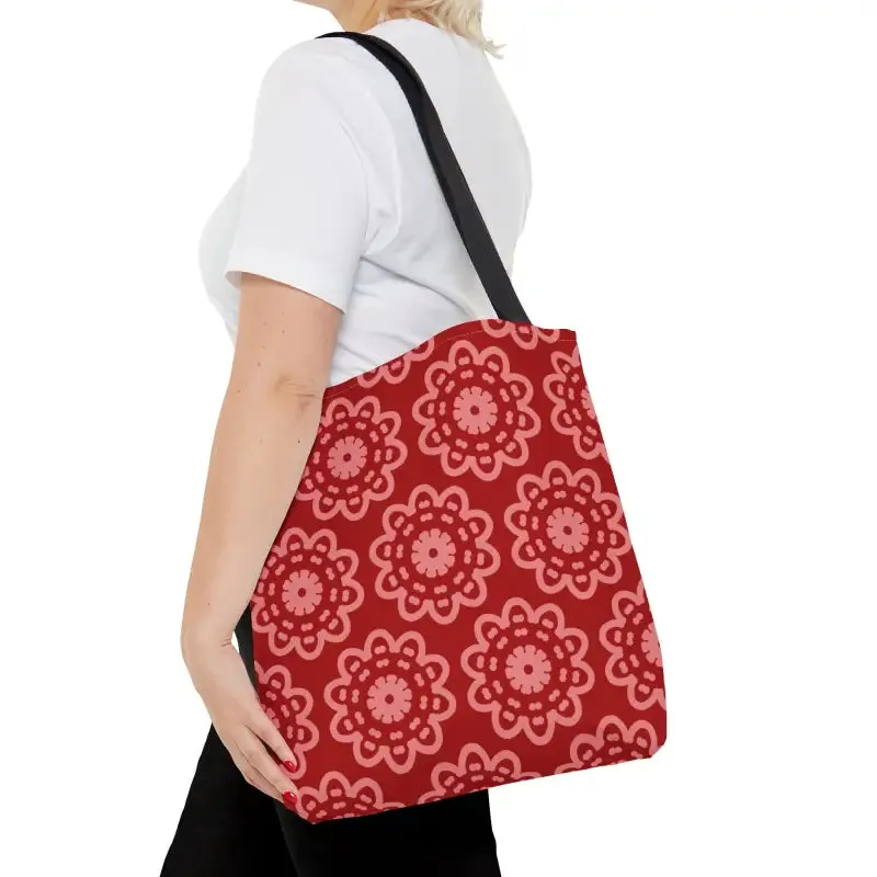 Red Floral Tote Bag Trio Elevates your Style