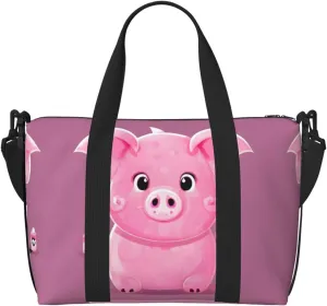 Red Pig Small Duffel Bag Foldable Travel Bag Weekender Bag Overnight Gym Hospital Bags For Women&Men