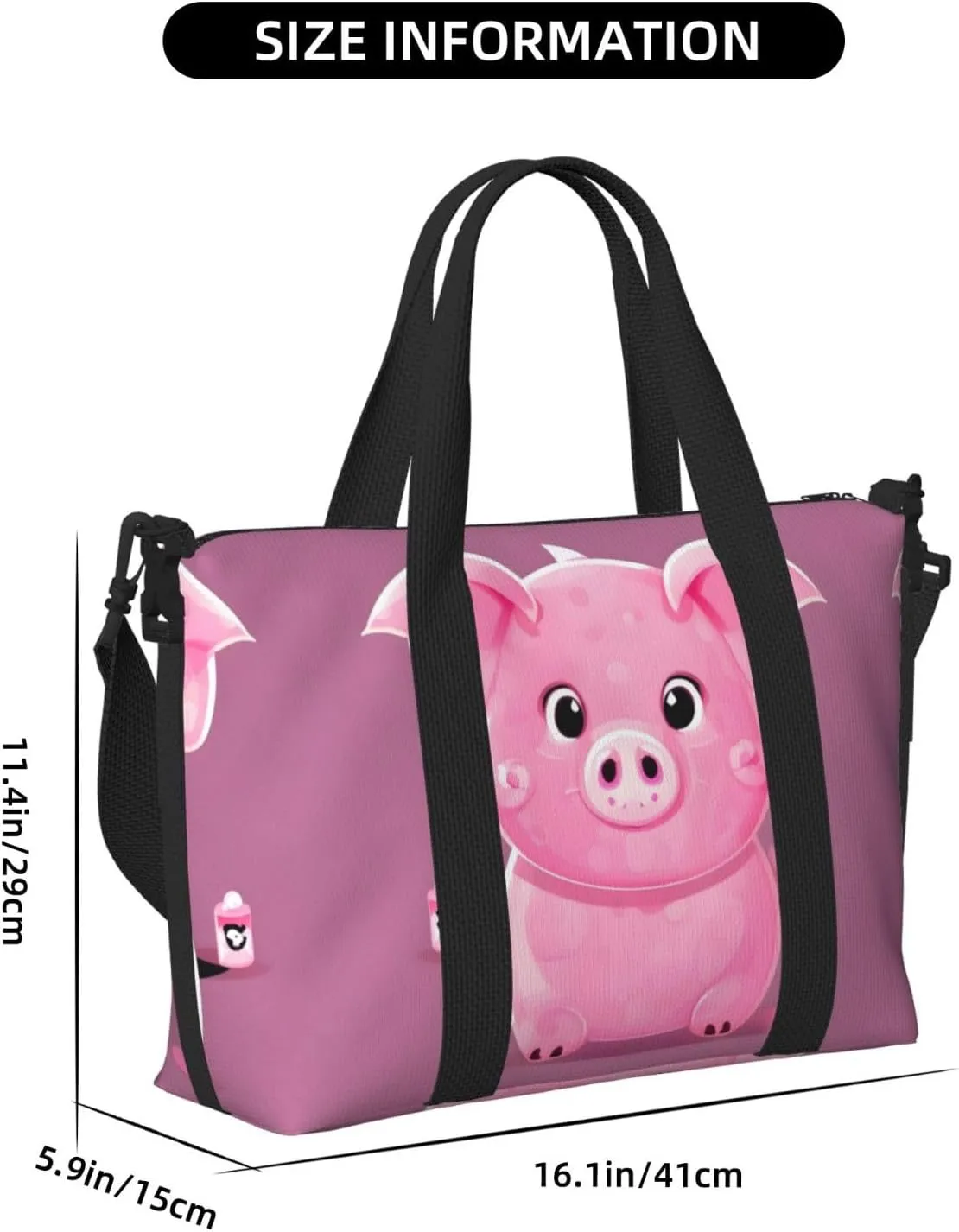 Red Pig Small Duffel Bag Foldable Travel Bag Weekender Bag Overnight Gym Hospital Bags For Women&Men