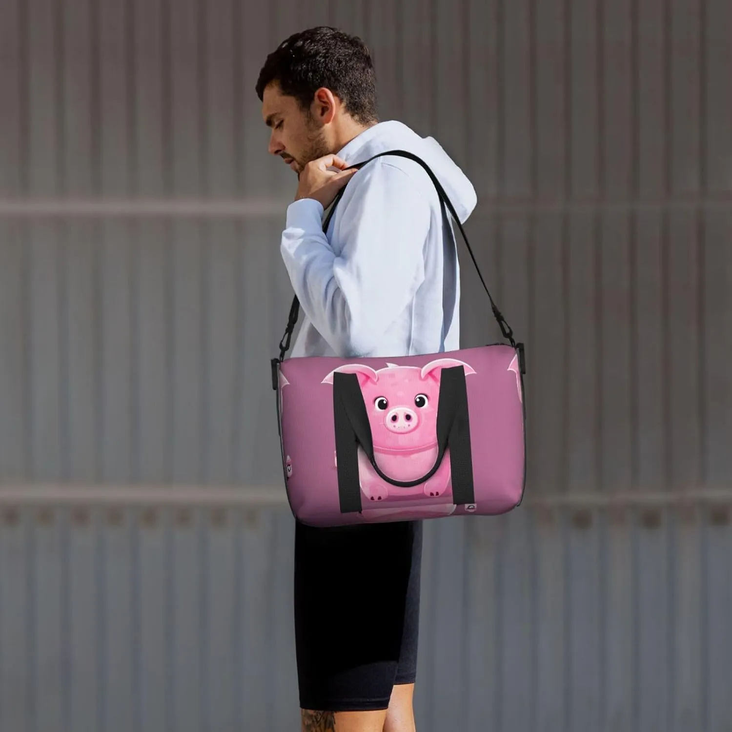 Red Pig Small Duffel Bag Foldable Travel Bag Weekender Bag Overnight Gym Hospital Bags For Women&Men