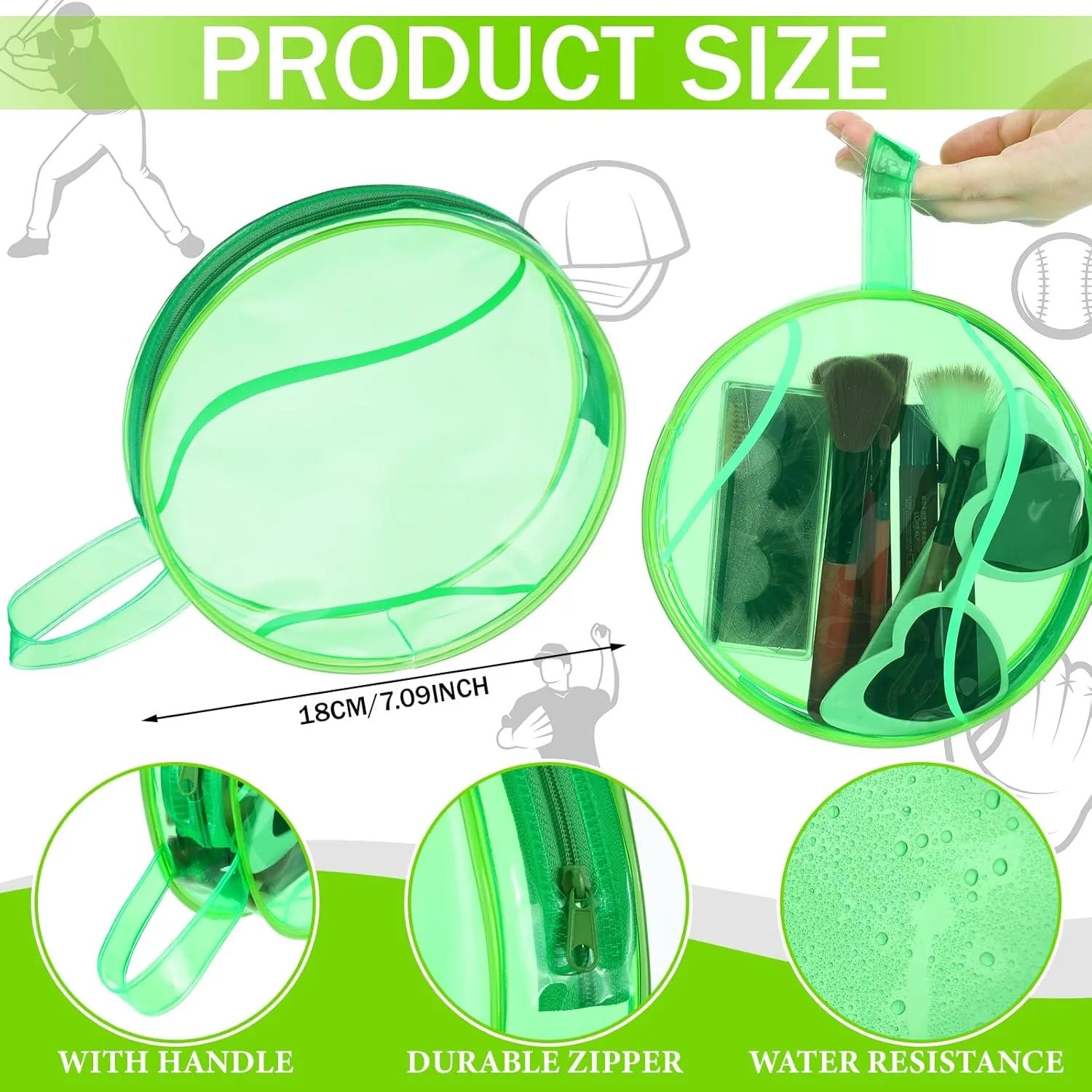 Reginary 12 Pcs Tennis Cosmetic Bag Gifts Accessories for Makeup Bags Tennis Clear PVC Cheer Case Toiletry Zipper Pouch Waterproof Travel Toiletry Handbag Purses Organizer for Tennis Team Gift