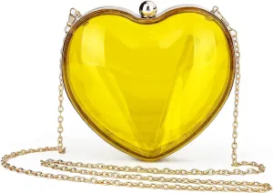 Rejolly Clear Acrylic Clutch Evening Purse Heart Shaped Bags for Women Transparent Novelty Small Mini Handbag Crossbody Bag