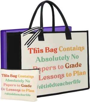 Retirement Gift for Woman Retirement Tote Bag and Makeup Bag 2 Pcs Best Retirement Gifts for Women Teacher Principal Friends Retirees Retiredteacherlife Tote Bag and Cosmetic Bag Set
