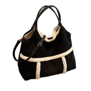 Retro Rancher Shearling Sherpa Tote Black
