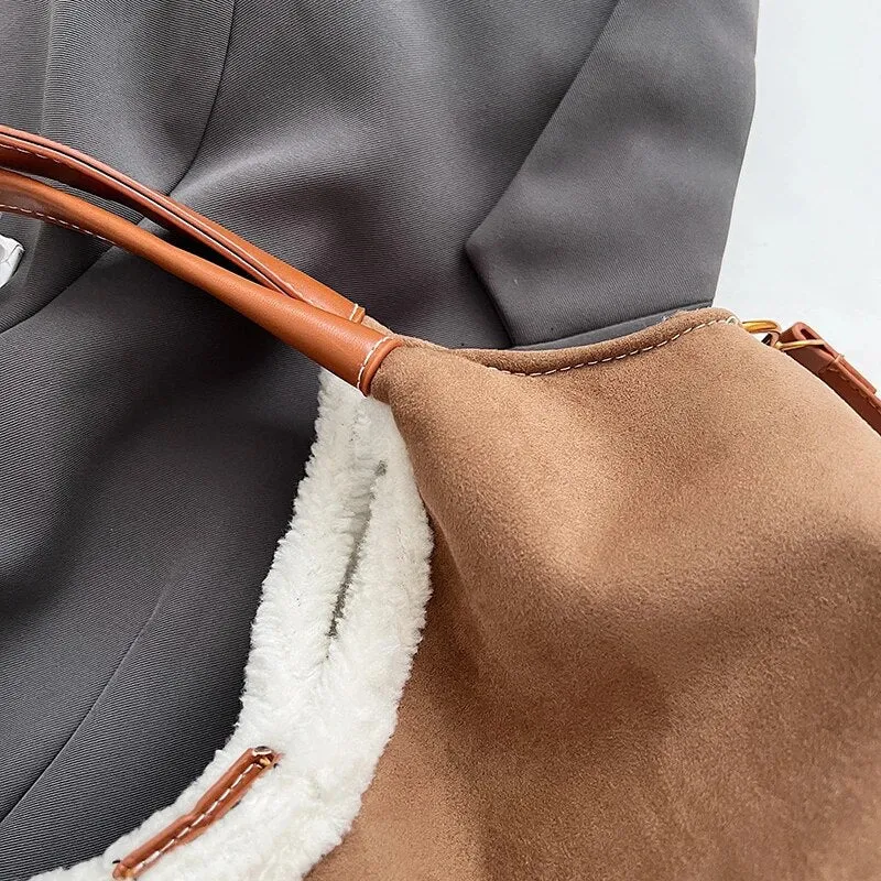 Retro Rancher Shearling Sherpa Tote Brown