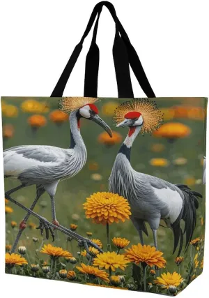 Reusable Grocery Shopping Cloth Bags Flaming Lily Print Shoulder Tote Bag Fashionable Tote Handbag for Work Beach Travel Shopping