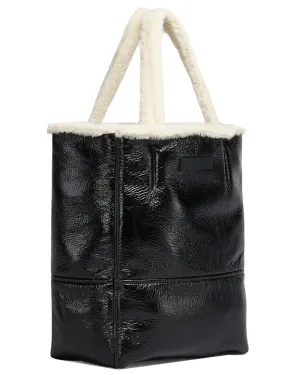 Reversible Lamb Shearling Tote in Black