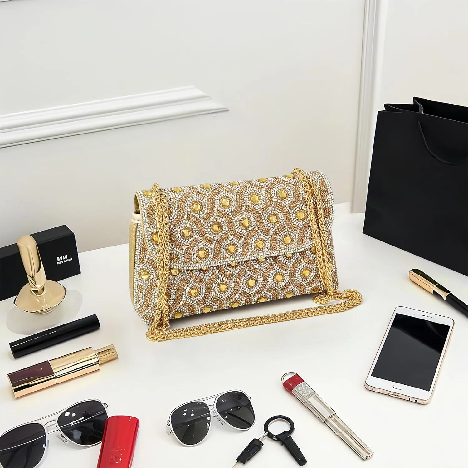 Rhinestone Evening Clutch Purse - Sparkling Evening Purse Clutch Bag for Women, Ideal for Weddings, Parties, Prom