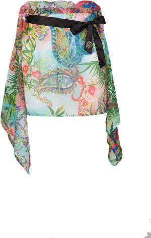 ROBERTO CAVALLI Floral Printed Chiffon Cover Up Skirt- for Womens