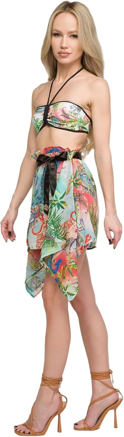 ROBERTO CAVALLI Floral Printed Chiffon Cover Up Skirt- for Womens