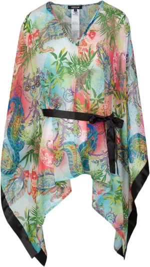 ROBERTO CAVALLI Floral Printed Chiffon Short Kaftan Cover Up- for Womens