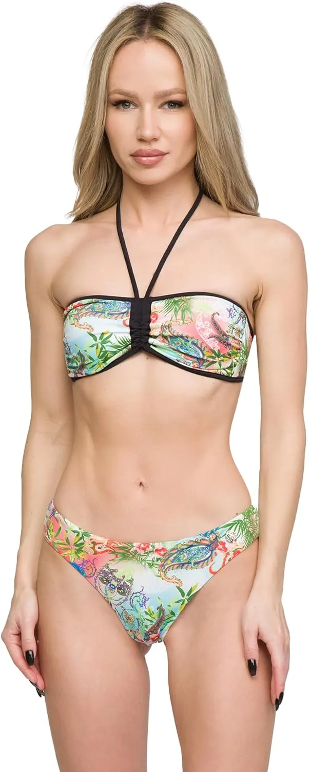 ROBERTO CAVALLI Floral Printed Two Piece V-Neck Bikini Set- for Womens