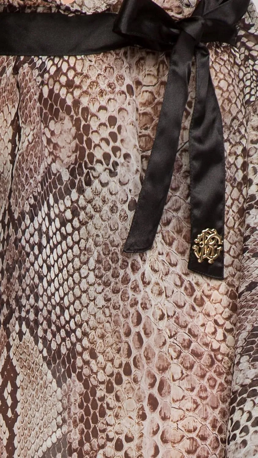 ROBERTO CAVALLI Phyton Printed Chiffon Cover Up Skirt- for Womens