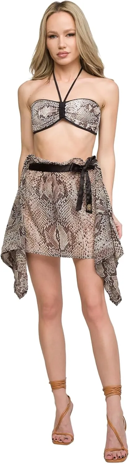 ROBERTO CAVALLI Phyton Printed Chiffon Cover Up Skirt- for Womens