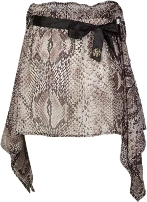 ROBERTO CAVALLI Phyton Printed Chiffon Cover Up Skirt- for Womens