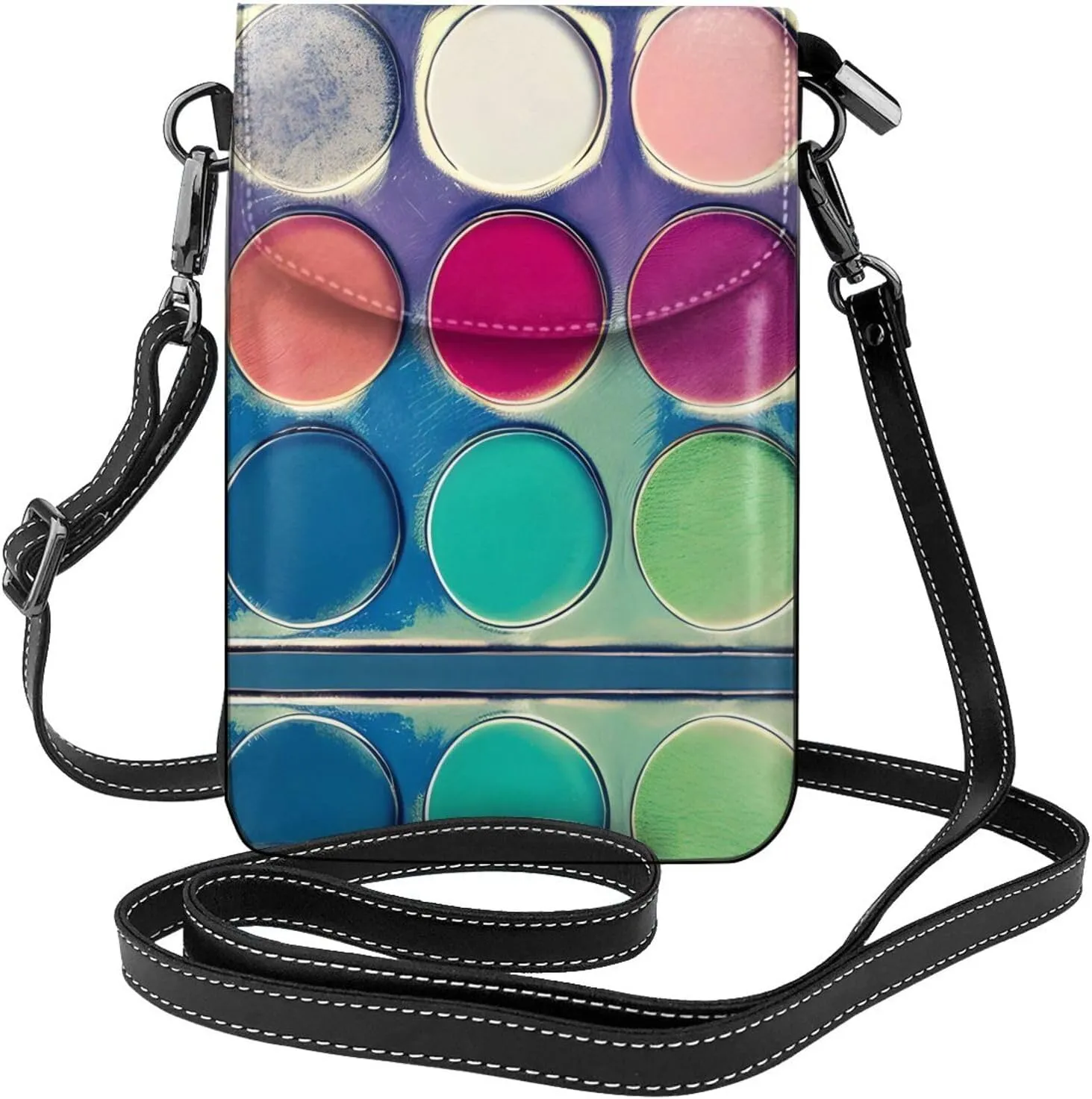 Round color palette Printed Women's Crossbody Phone Bag - Perfect for Travel and Shopping
