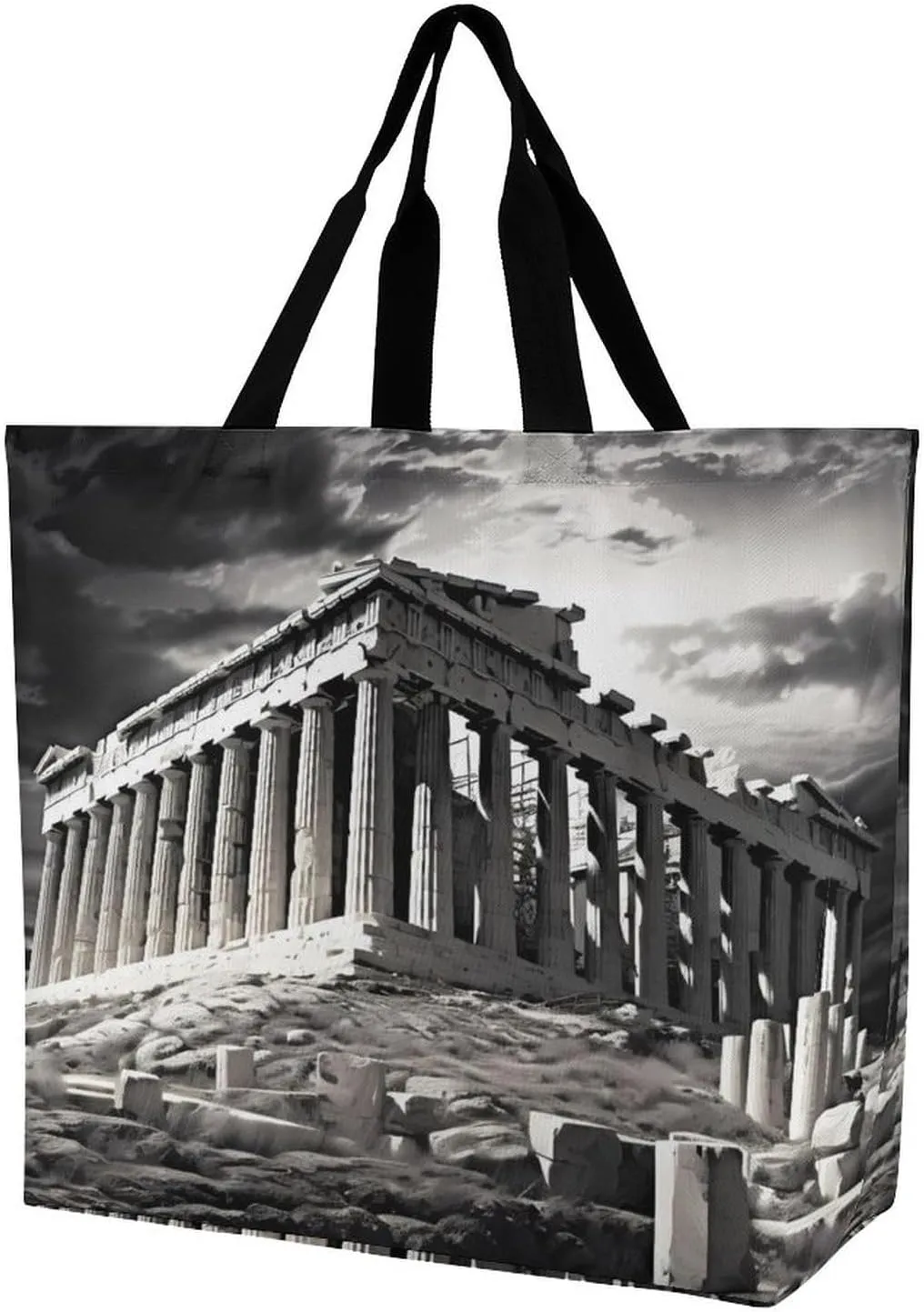Ruins of A Temple Parthenon Acropolis Athens Greece Women's Shopping Bag Fordable Tote Bag Large Top Handle Handbag for Travel Work