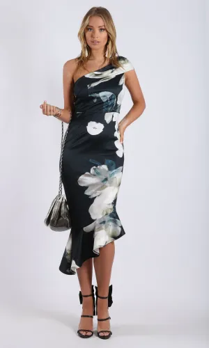 RV1023SS One Shoulder Asymmetrical Hem Print Dress (Pack)