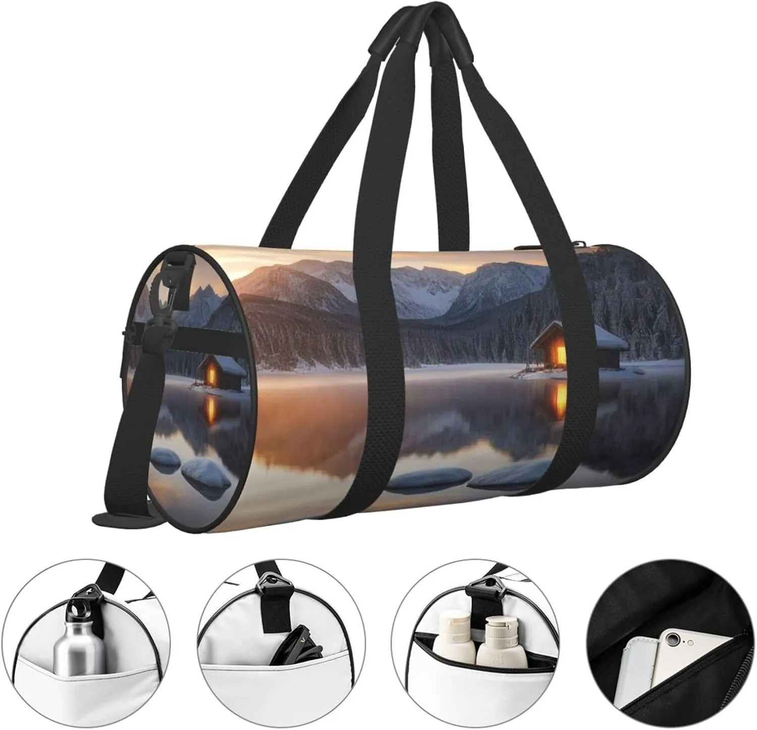 Sacred Silence Printed Travel Bag,Round Personal Item Storage bag,Foldie Duffel Bag for Traveling Vacation,Fitness,Sports