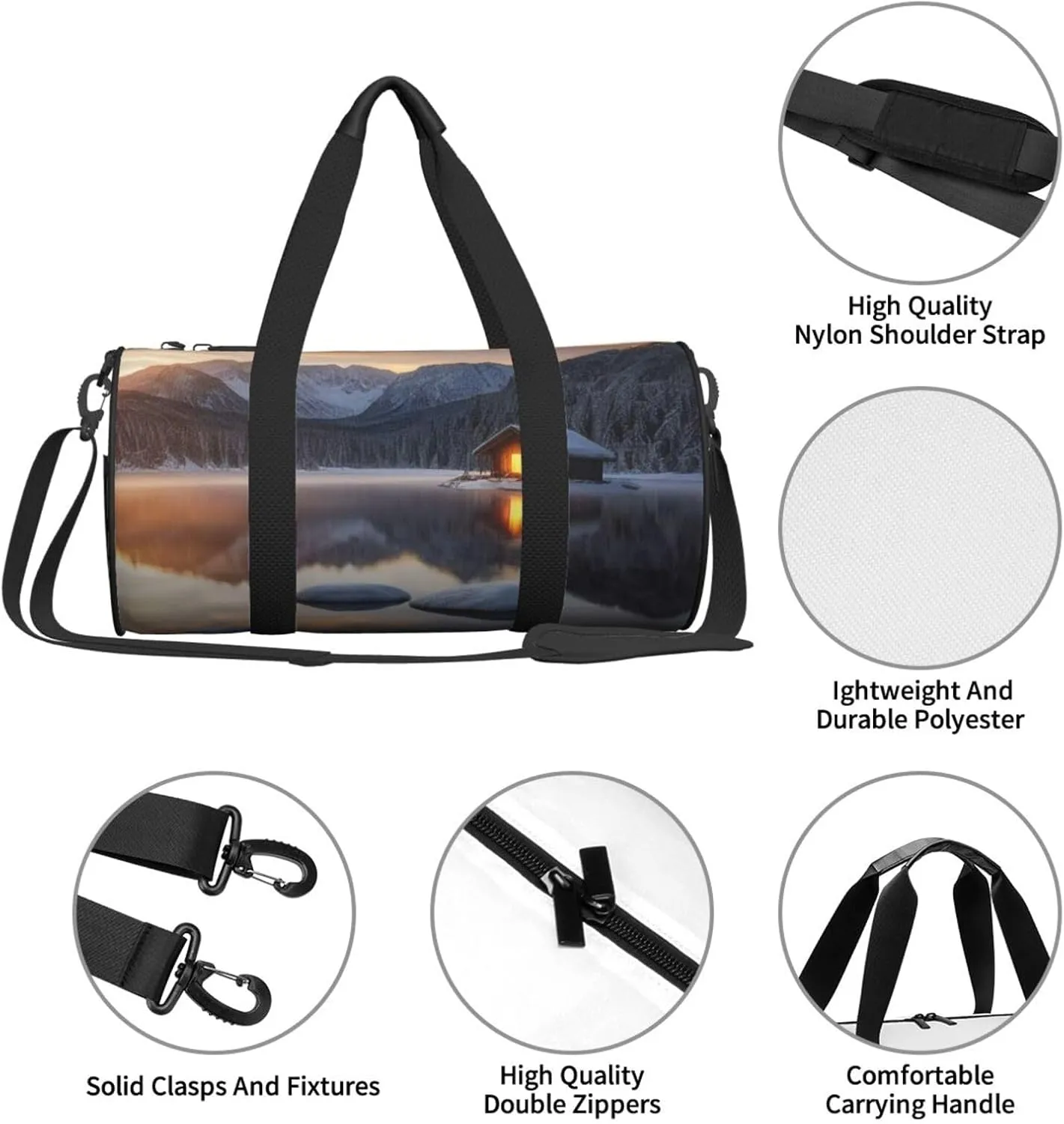 Sacred Silence Printed Travel Bag,Round Personal Item Storage bag,Foldie Duffel Bag for Traveling Vacation,Fitness,Sports