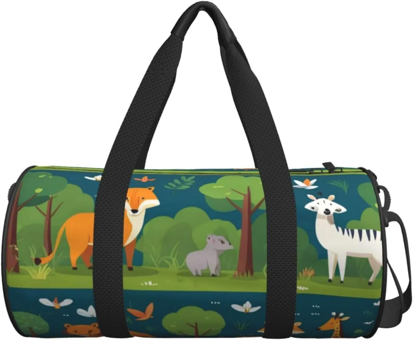 Safari Animals Printed Travel Bag,Round Personal Item Storage bag,Foldie Duffel Bag for Traveling Vacation,Fitness,Sports