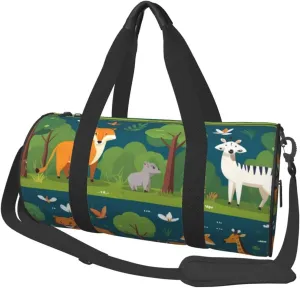 Safari Animals Printed Travel Bag,Round Personal Item Storage bag,Foldie Duffel Bag for Traveling Vacation,Fitness,Sports