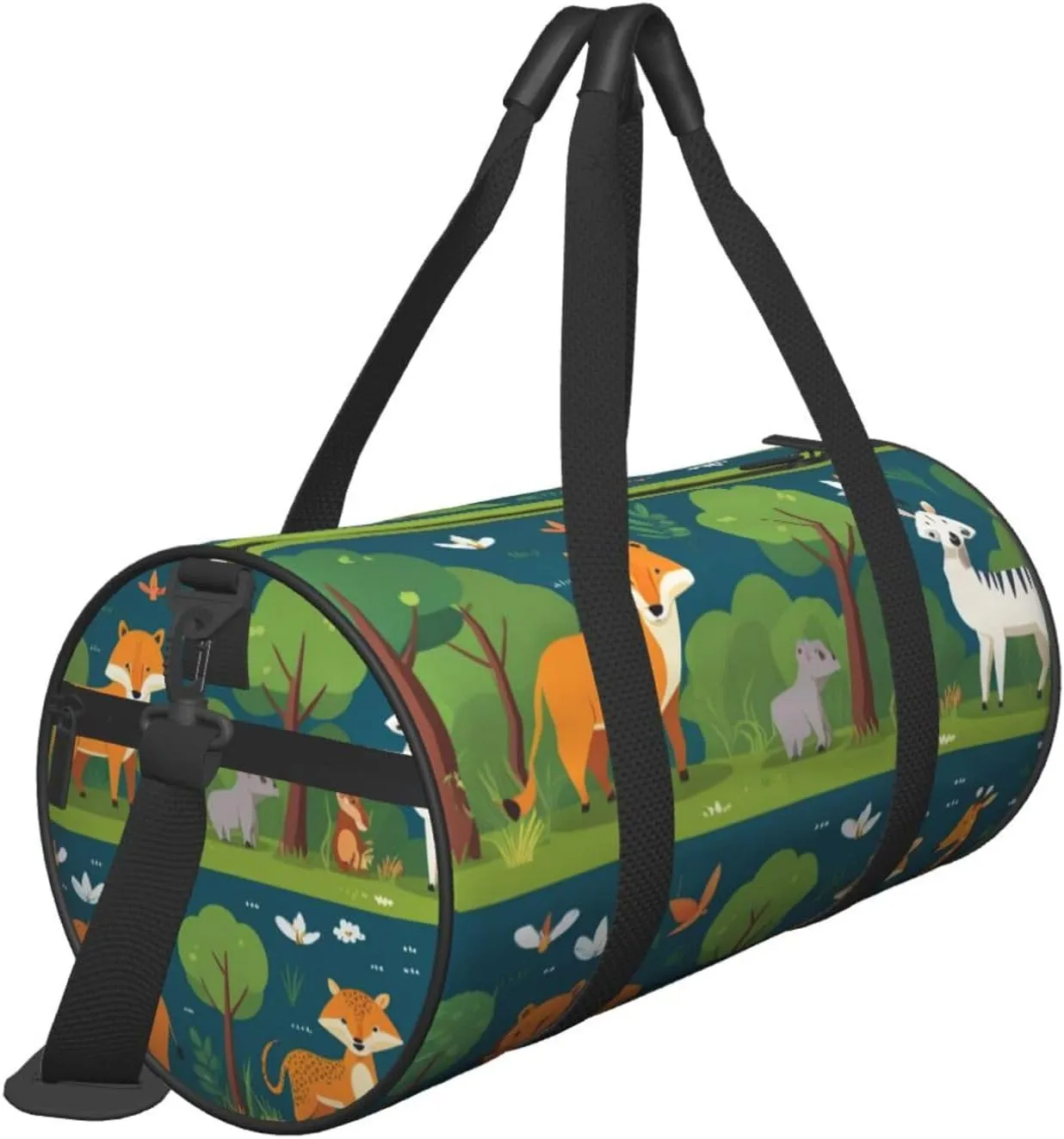 Safari Animals Printed Travel Bag,Round Personal Item Storage bag,Foldie Duffel Bag for Traveling Vacation,Fitness,Sports