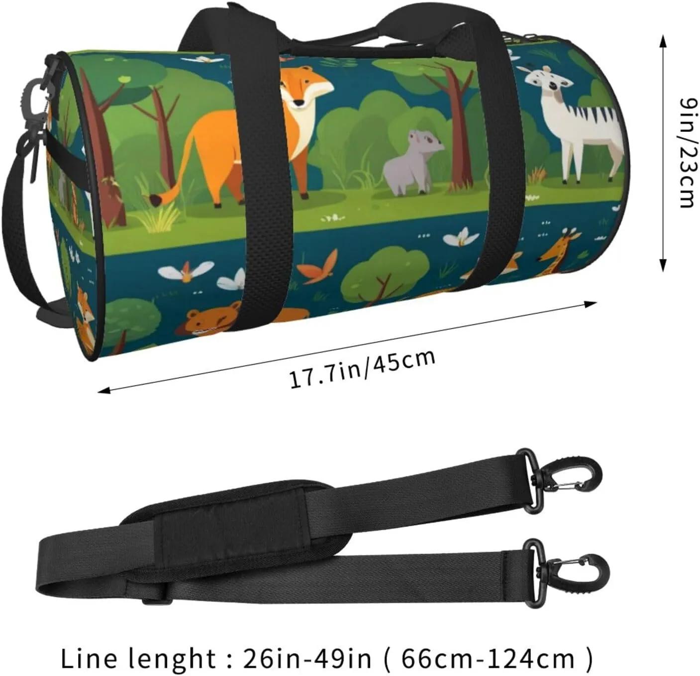 Safari Animals Printed Travel Bag,Round Personal Item Storage bag,Foldie Duffel Bag for Traveling Vacation,Fitness,Sports