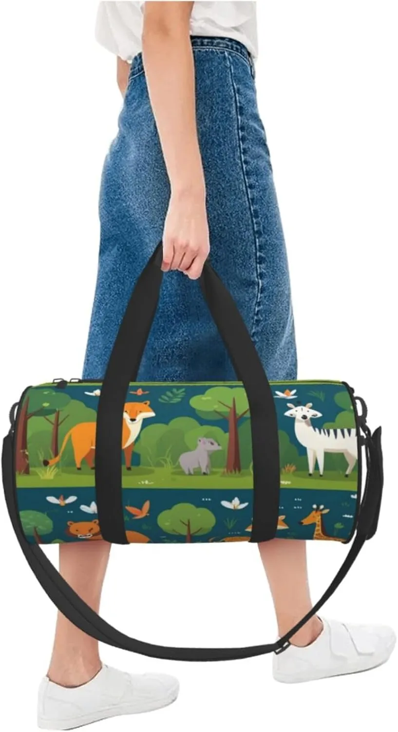 Safari Animals Printed Travel Bag,Round Personal Item Storage bag,Foldie Duffel Bag for Traveling Vacation,Fitness,Sports